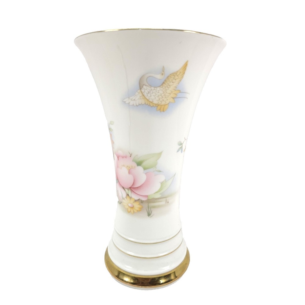 Vintage porcelain Vase by Retsch & Co. Wunsiedel Bavaria Germany Crane & Flowers